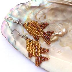 złote rybki,symbol szczęścia - Kolczyki - Biżuteria