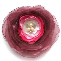 broszka,kwiat,romantyczna,perły,satyna - Broszki - Biżuteria